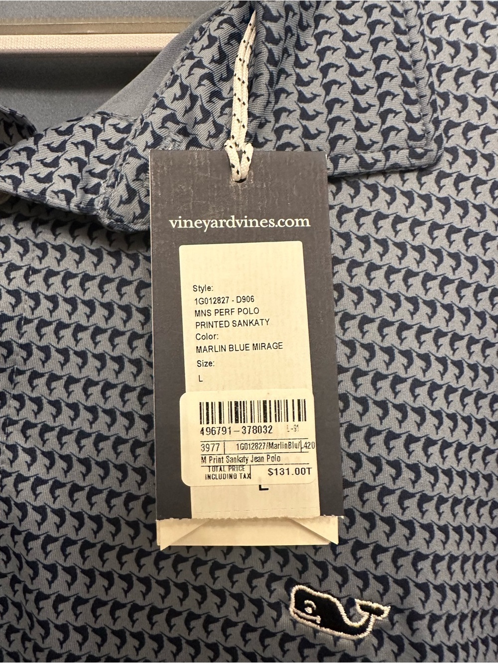 NWT Vineyard Vines Marlin Blue Mirage Printed Men's Polo. Size L